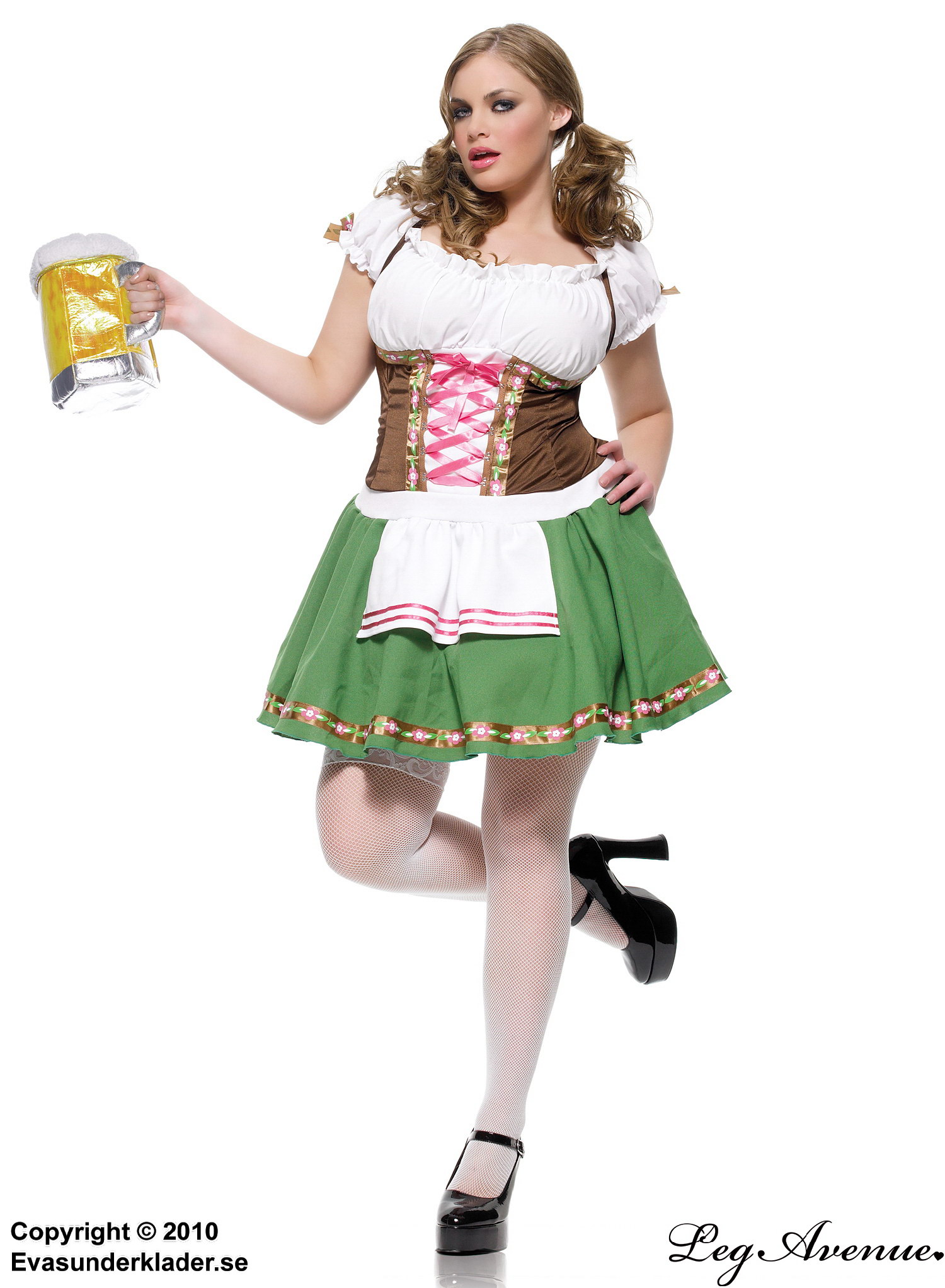 Oktoberfest waitress, costume dirndl dress, lacing, apron, plus size
